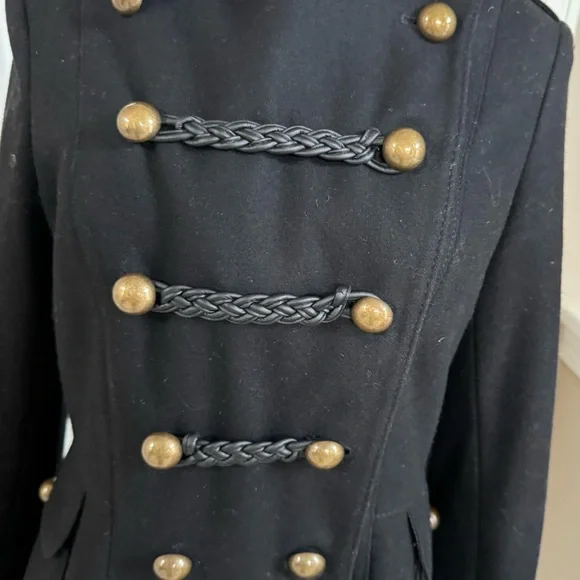 TAHARI Black Wool Military Coat size 6 - Picture 4 of 6